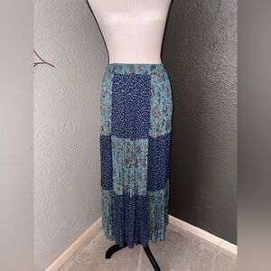 Napa Valley- Elegant Patchwork Maxi Skirt - Blue